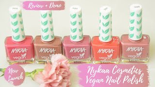 Nykaa Vegan Nail Polish  New Nail Polishes by Nykaa  Review amp Nail Swatches  5 Shades [upl. by Ludlew910]