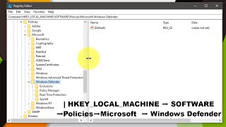 Windows Defender Disableantispyware Missing in Registry EnableDisableCreate New [upl. by Jeminah]