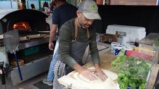 The Pizza Making Master of London  Massimos Wood Fire Oven Sourdough Pizzas  Italian Street Food [upl. by Aneetsirhc]