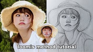 Learn how to draw a face step by step  draw a girls face using loomis method [upl. by Acinomed]