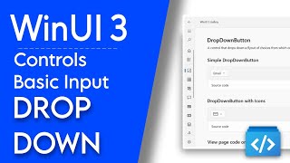 Windows UI 3  Controls in WinUI 3  Basic Inputs  Dropdown button  WinUI 3 Gallery [upl. by Ynaffyt]