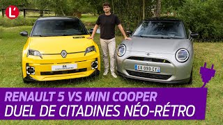 RENAULT 5 vs MINI Cooper  le MATCH des citadines électriques néorétro [upl. by Aisylla931]