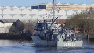 Dilligen M1065  German Minehunter departs KGV in Glasgow for Joint Warrior 2019 4KUHD [upl. by Toback]