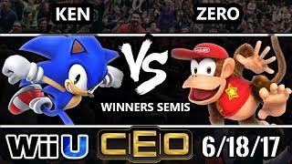 CEO 2017 Smash 4  KEN Sonic vs TSM  ZeRo Diddy Kong WiiU Winner’s Semis [upl. by Meit]