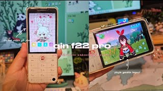 qin f22 pro aesthetic unboxing 🍁 a modern nokialike phone  genshin roblox streaming amp more [upl. by Orenid]