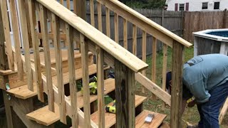 How To Add a Railing to a Stairway Easy DIY Project [upl. by Furlani327]