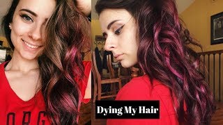 Dying My Hair Burgundy  LOREAL Colorista SemiPermanent Color For Dark Hair [upl. by Einahpet]