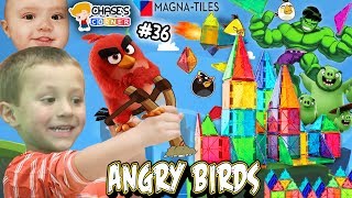 Chases Corner Magna Tiles with Angry Birds amp Hulk 36  DOH MUCH FUN [upl. by Dene]