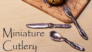 Polymer Clay Tutorial Miniature CutlerySilverware [upl. by Analart]