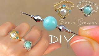 DIY Beaded Ring Tutorial  How to Make a Ring with Beads [upl. by Loughlin]