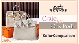 Hermès CRAIE 10 vs GRIS PERLE 80 Color Comparison  IndoorOutdoor Indepth  My First Luxury [upl. by Aisatsana]