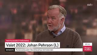 Partiledarutfrågning valet 2022 Johan Pehrson Liberalerna [upl. by Renrag518]