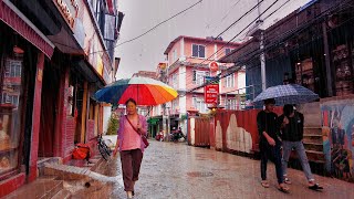 Kathmandu City Rain Walk  Monsoon in Nepal  Walking in the Rain  Rain Sounds ASMR 4K UHD [upl. by Nady483]