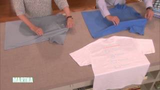 How to Fold a TShirt  Marthas Best Clothes Folding Hack [upl. by Sinnoda795]