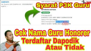 Cara Cek Sudah Terdaftar di Dapodik atau Belum sebagai Syarat Daftar P3K Guru 2021 P3K guru honorer [upl. by Oman]