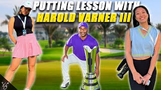 Putting Lesson with Harold Varner at Saudi International  SHEE GOLFS [upl. by Sehcaep]