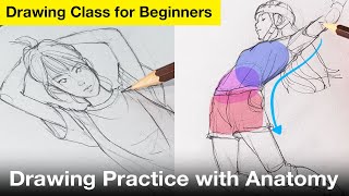 How to Draw Body with Simple Anatomy Drawing Class for Beginners  Figure Drawing [upl. by Acilef75]