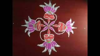 7 x 1 கார்த்திகை தீபம் விளக்கு கோலம்  7 x 1 Karthigai Deepam Lamp Kolam rangoli kolam [upl. by Cresa]