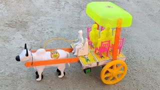 how to make a bullock Cart  matchbox bullock cart  amazing diy toys [upl. by Major]