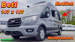 Unglaublich Größtes Bett im Camper Van👍Neu 2023🫵Kastenwagen Wohnmobil Weinsberg Carabus Ford 600 MQ [upl. by Colligan]