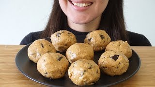 ASMR Eating Sounds FAIL Peanut Butter Choc Chip Cookie Dough Balls No Talking [upl. by Michelle]