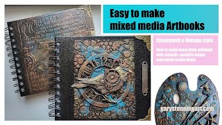 Easy to make mixed media Artbooks Steampunk and Vintage styles [upl. by Oinotnas]