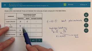 ALEKS  Identifying the Important Intermolecular Forces in Pure Compounds [upl. by Haras]