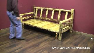 Cedar Lake Easy Glide Log Futon  Rustic Log Sleeper Sofa [upl. by Eanel]