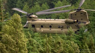 Royal Netherlands Air Force Chinook Aircraft flying low level in RAF Spadeadam areas [upl. by Ayihsa979]