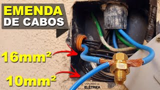 CABOS 10mm² e 16mm² Emenda no PADRÃO com conector SPLIT BOLT [upl. by Emorej]