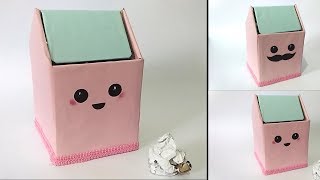 How To Make cute Trash bin From Cardboard  Waste Material Craft Ideas [upl. by Kazimir581]