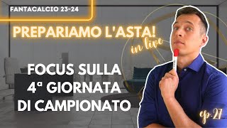 CONSIGLI ANALISI E PROBABILI FORMAZIONI DELLA 4ª GIORNATA GUIDA ASTA FANTACALCIO 202324  EP27 [upl. by Karoly]