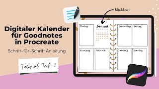 Einen klickbaren digitalen Goodnotes Planer in Procreate erstellen und in Keynotes verlinken [upl. by Olpe]