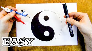 How To Draw A Perfect Symmetrical Yin And Yang Easily  Easy Method To Draw Yin Yang Symbol [upl. by Travis180]