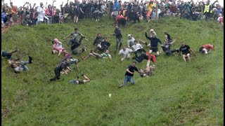 Multiple injuries after 2022 Jubilee Cheese Rolling Contest in the UK [upl. by Carr]