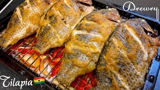 COMMENT JE PRÉPARE LE TILAPIA BRAISÉ AU FOUR  GHANA GRILLED TILAPIA [upl. by Harriett]