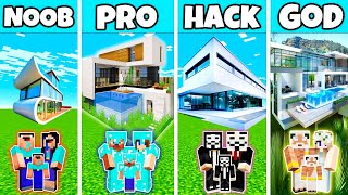 Minecraft FAMILY PREMIUM LUXURY MANSION BUILD CHALLENGE  NOOB vs PRO vs HACKER vs GOD [upl. by Enelam]