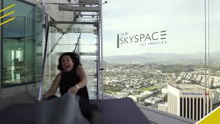 OUE Skyspace LA  The Skyslide Experience [upl. by Akeemahs]