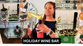 HOLIDAY BAR SET UP barcart newyear2024 potterybarn decoratewithme budgetfriendly [upl. by Shriner123]