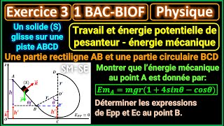 Travail et énergie potentielle de pesanteur  Exercice 3  Solide se déplaçant sur une piste ABCD [upl. by Saoj]