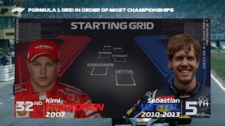 F1 Starting Grid in Order of Most World Championships ALL 34 [upl. by Rez270]