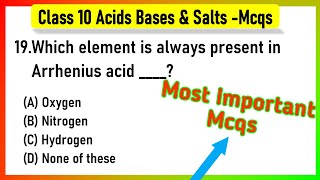 acids bases and salts class 10 mcq  Acids Bases and Salts MCQ Class 10 Science Chapter 2 [upl. by Enuj902]