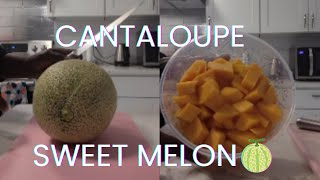 Slicing Cantaloupe  Melon bites tasty and yummyasmrsnack [upl. by Norab484]