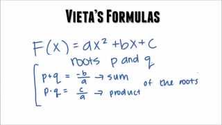 Vietas Formulas Understanding and Applying [upl. by Isiahi]