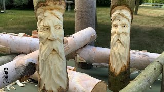 Carve a Woodspirit in a Stick  Hand Tool Tutorial [upl. by Enogitna]