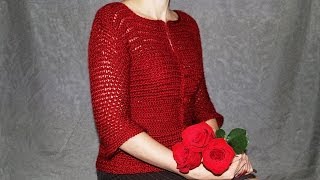 How to crochet womens cardigan  video tutorial with detailed instructions [upl. by Ferdinana]