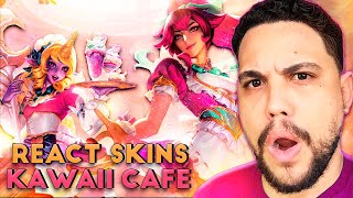 REAGINDO AS NOVAS SKINS KAWAII CAFÉ CAFE CUTIES  LEAGUE OF LEGENDS  LOL [upl. by Aniteb]