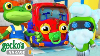 Truck Animal Car Wash Party at Geckos Garage  Educational Videos For Kids [upl. by Longo]