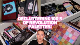 DECLUTTERING 100S OF REVOLUTION EYESHADOW PALETTES  Luce Stephenson [upl. by Nylrehs72]