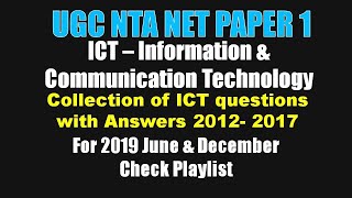 UGC NET 20122017 ICT Information and Comm Tech Questions with Official Answers [upl. by Drazze]